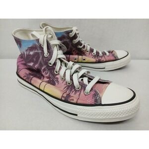 Converse Men's Chuck Taylor All Stars Hi Top Palm Trees 171279F Blue Pink Sz 8‎
